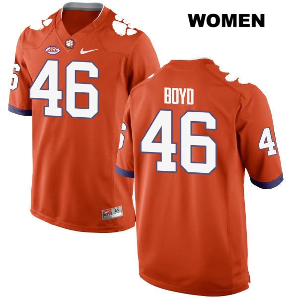 Women's Clemson Tigers #46 John Boyd Stitched Orange Authentic Style 2 Nike NCAA College Football Jersey SEQ3246LX